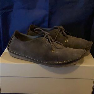 Clarks Grey Suede Janey Mae Shoes